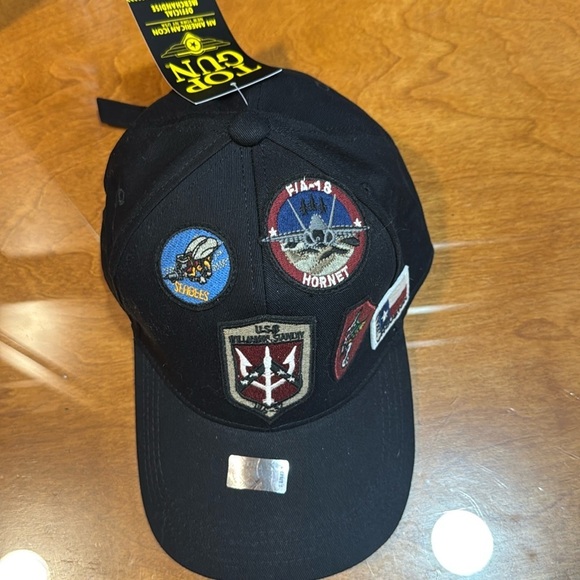 NEW Top Gun Hat Cap black with patches - Picture 1 of 4